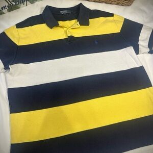 Ralph Lauren Men's Bold Yellow and Navy Striped Polo